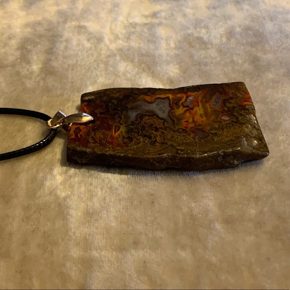 Natural Zhanguo Warring States Red Agate Slab Pendant & Black Cord Neckl… - Picture 4 of 8